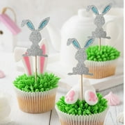 Cake Toppers Easter Cute Bunny Decorated Cupcake Insert Card Dessert Party